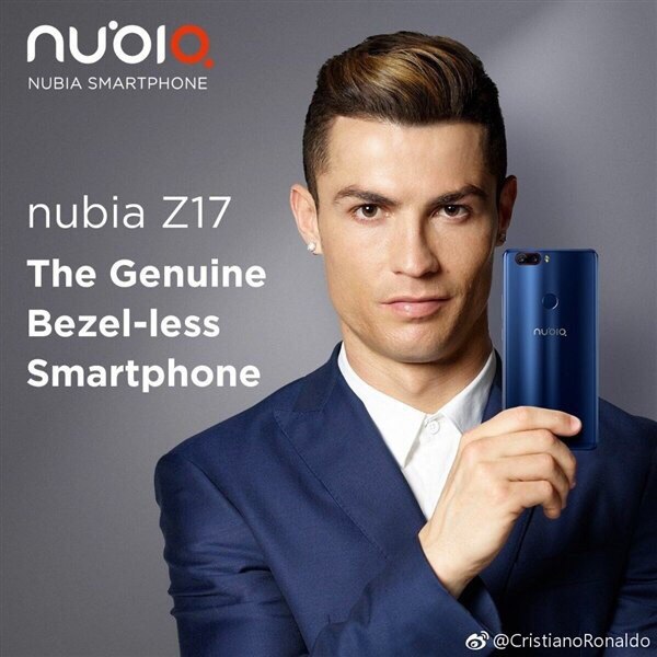 Криштиану Роналду рекламирует Nubia Z17 как «по-настоящему безрамочный смартфон» 