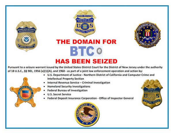 Домен криптовалютной биржи #BTC-e конфискован властями США