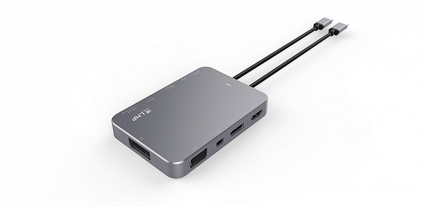Ассортимент LMP пополнила стыковочная станция USB-C Display Dock. Она рассчитана на подключение к двум портам USB-C, добавляя вместо них в конфигурацию системы 10 других портов. В частности, это порт HDMI, поддерживающий разрешение 4K при частоте обновления 60 Гц, а также порты mini-DP (4K при 30 Гц), DP (4K при 30 Гц), DVI (1080p при 60 Гц) и VGA (1080p при 60 Гц). Возможно подключение одновременно нескольких мониторов, включая два монитора 4K. Собственно, упор на подключение мониторов отражен в названии устройства. Помимо видеовыходов есть порт Gigabit Ethernet и два порта USB 3.0. Один из них может быстро заряжать смартфон или планшет, обеспечивая ток до 1,5 А. Кроме того, оснащение дока включает аудиовыход (гнездо диаметром 3,5 мм) и порт USB-C с поддержкой Power Delivery.