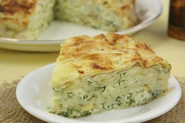 Сырный пирог из лаваша с зеленью 