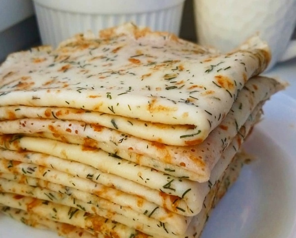 Блины с сыром и укропом 