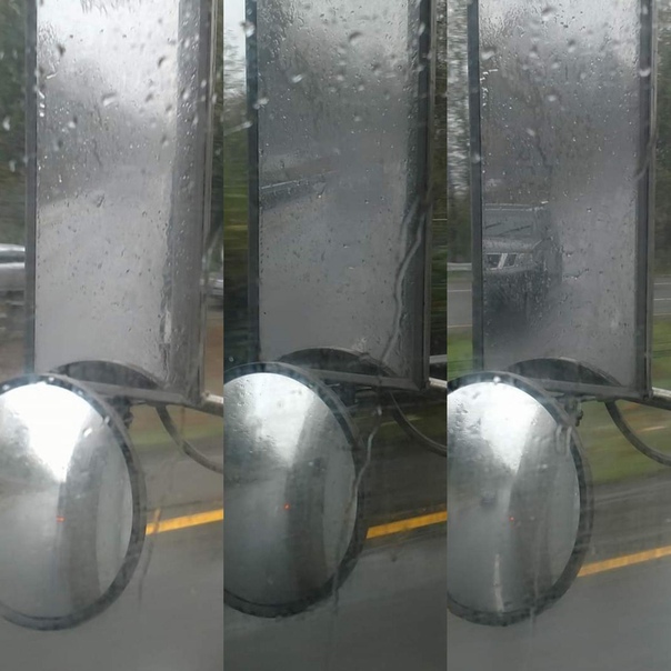 Появление автомобиля-невидимки или наглядный пример почему всегда нужно включать фары в такую погоду. Водители грузовиков и автобусов могут вас не увидеть.