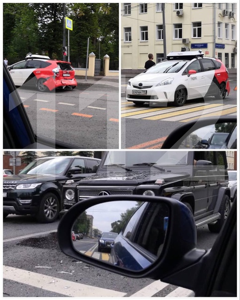 Беспилотник Яндекса притормозил перед пешеходным переходом… и в него въехал гелик. Тот случай, когда даже высокие технологии бессильны.
